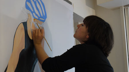 nina Nina working on Meike's helmet